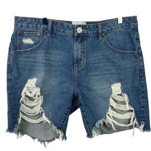 One Teaspoon Stevies High Waist Long Length Boyfriend Denim Shorts Women's 33